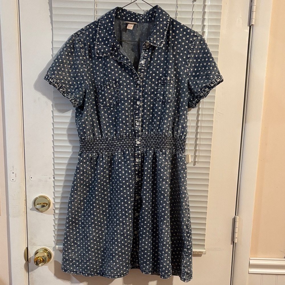 Mossimo Supply Co. Blue Denim Polka Dot Mini Dress